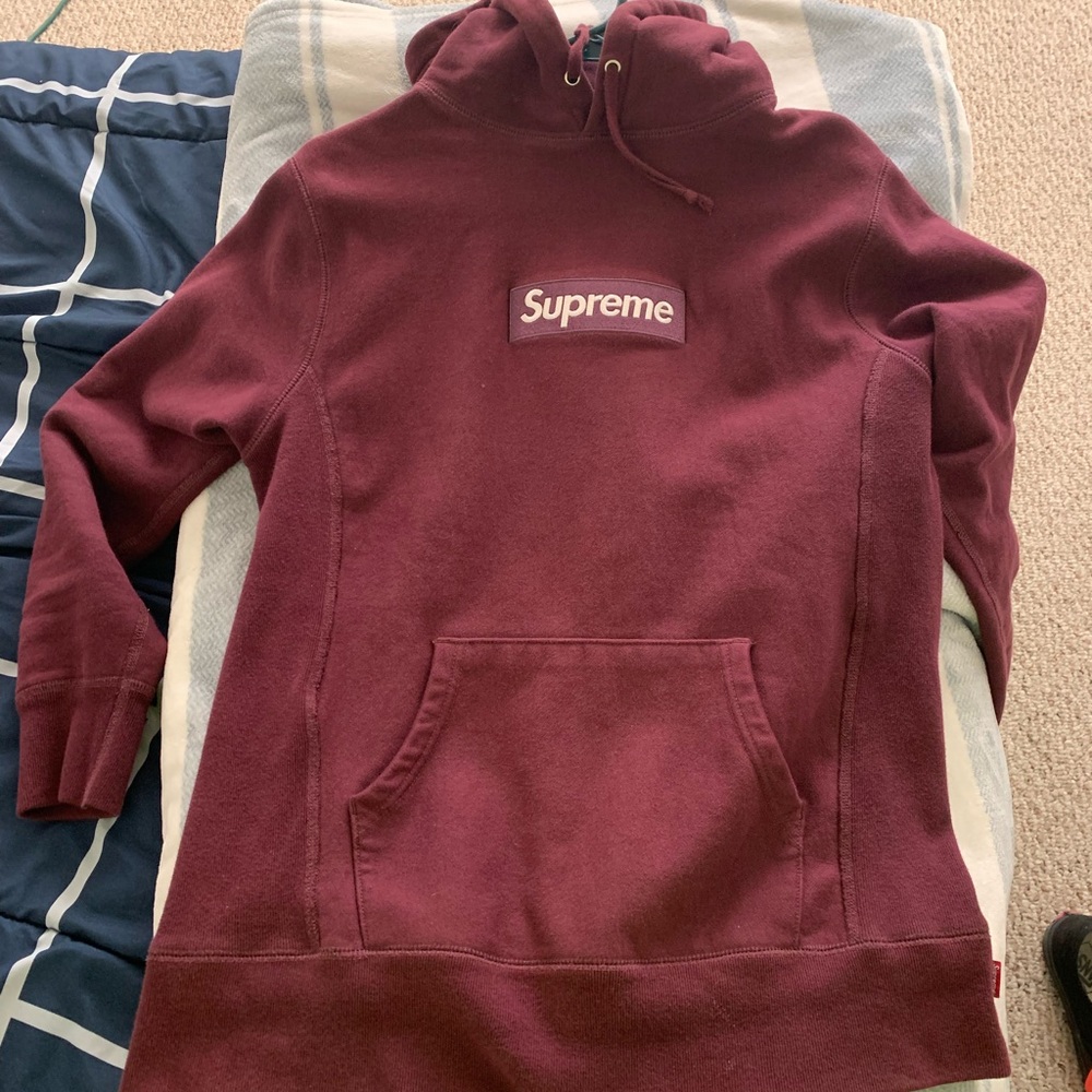 Supreme Burgundy Box Logo Hoodie